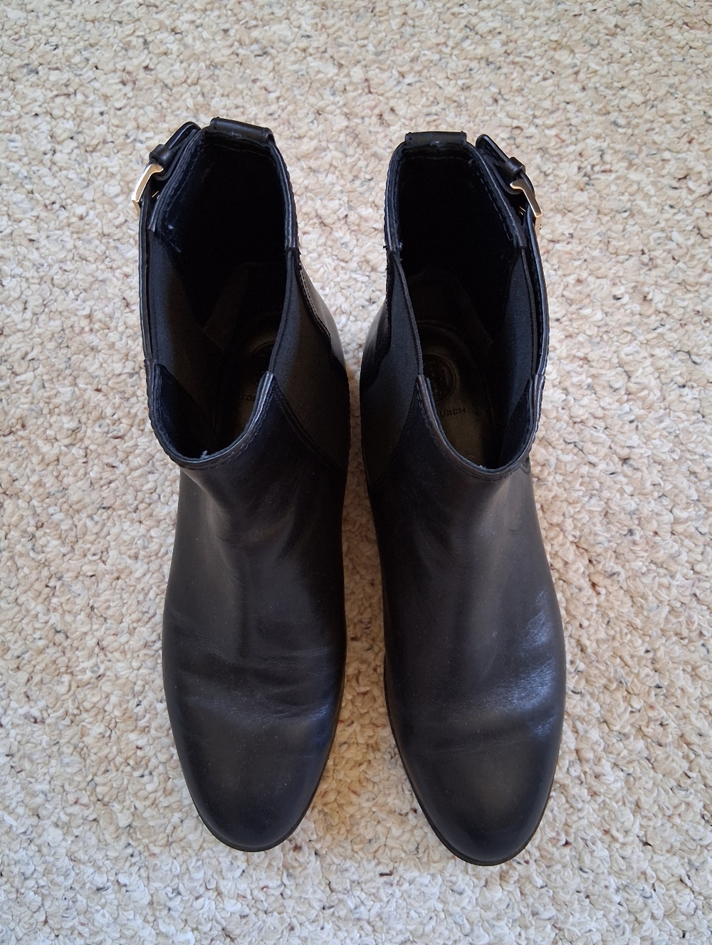 Tory Burch Wyatt Leather Ankle Boots Black Size 7.5 - Picture 3 of 9